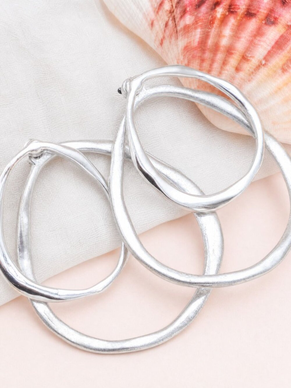 Robert Lee Morris SilverTextured Hoop Earrings - Picture 2 of 2